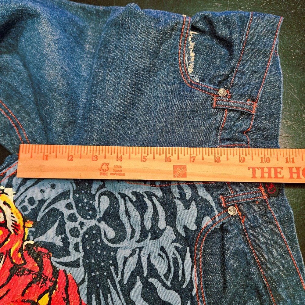 Ed‎ Hardy Youth Tiger Straight Leg Jeans Size 10 Y2K Tattoo Art 26x25 Streetwear - Picture 6 of 13